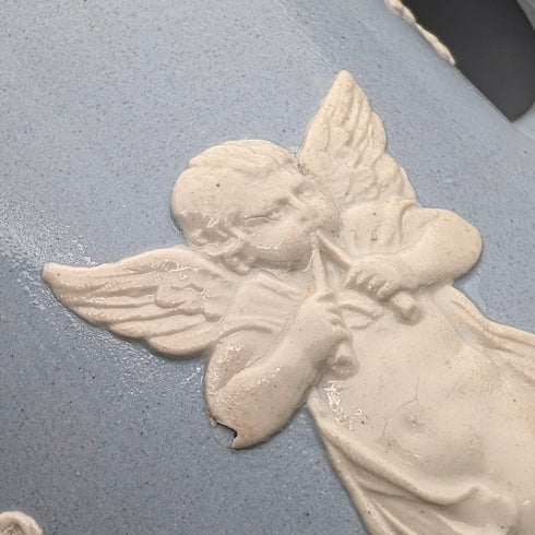 Vintage British Jasperware Coffee Pot in Pale Blue