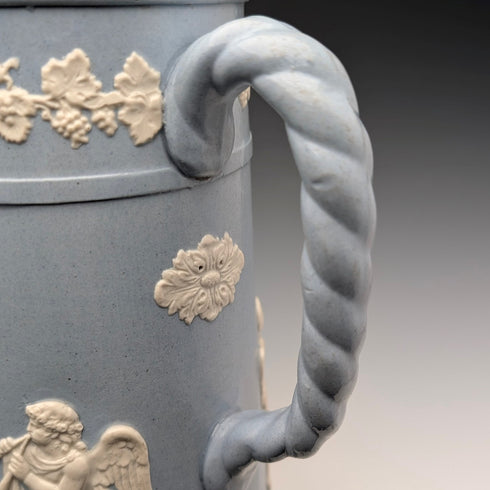 Vintage British Jasperware Coffee Pot in Pale Blue