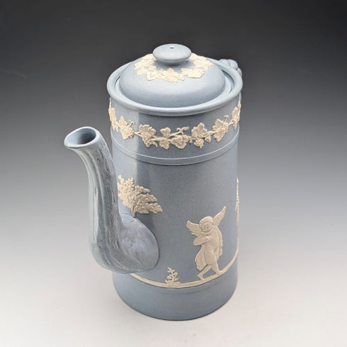 Vintage British Jasperware Coffee Pot in Pale Blue