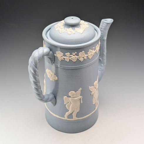 Vintage British Jasperware Coffee Pot in Pale Blue