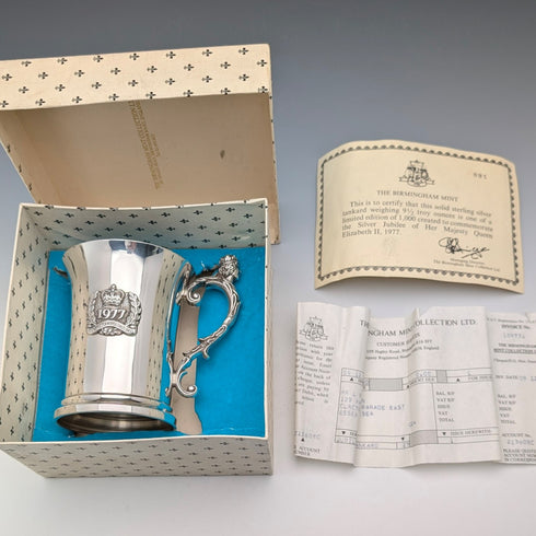 1977 Queen Elizabeth II 25th Coronation Jubilee Pure Silver Mug 305g Birmingham Mint Box and instructions included Very good condition