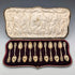 1900 British antique gold plated sterling silver tea spoons set of 12, total 218g, case included, George Bedingham