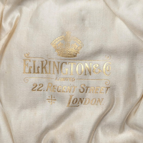 1900 British antique gold plated sterling silver tea spoons set of 12, total 218g, case included, George Bedingham