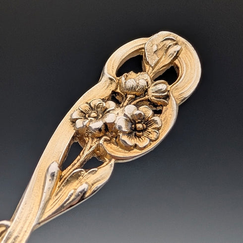 1900 British antique gold plated sterling silver tea spoons set of 12, total 218g, case included, George Bedingham