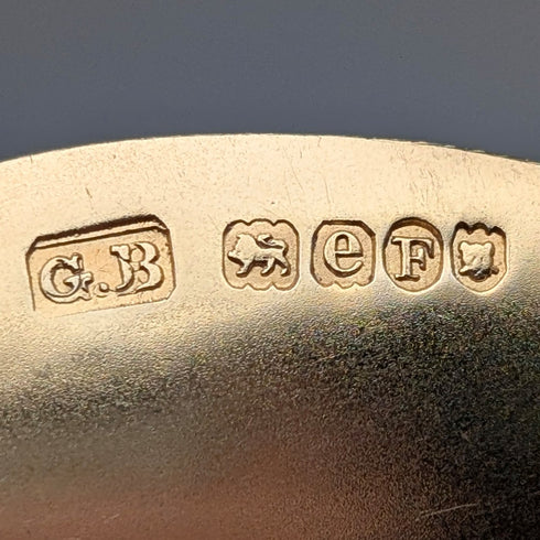 1900 British antique gold plated sterling silver tea spoons set of 12, total 218g, case included, George Bedingham