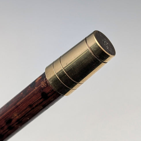 1925年 英国アンティーク 茶軸 曲がりハンドル 純銀装飾 軽量ステッキ 杖 86cm C&S