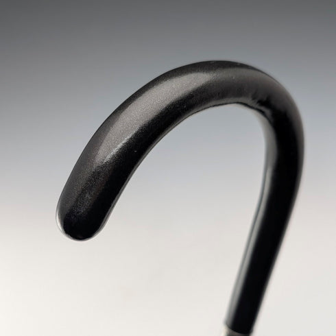 1933 British vintage black shaft, curved handle, pure silver decoration, lightweight walking stick, 94cm, M&T Ltd