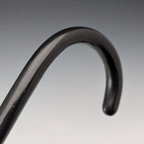 1933 British vintage black shaft, curved handle, pure silver decoration, lightweight walking stick, 94cm, M&T Ltd