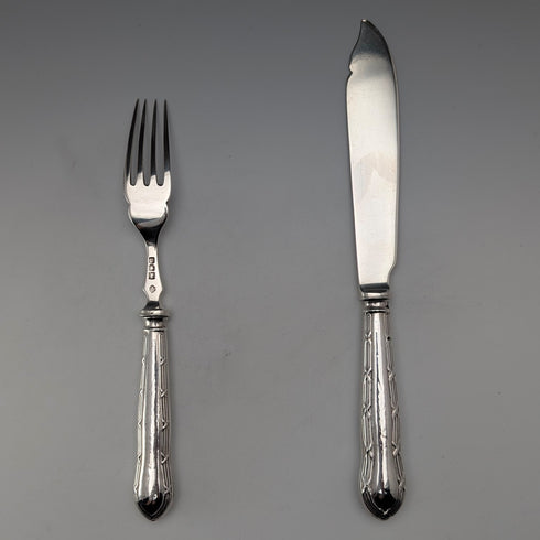 Circa 1905 British antique pure silver cutlery pair, total weight 71g, William Hutton