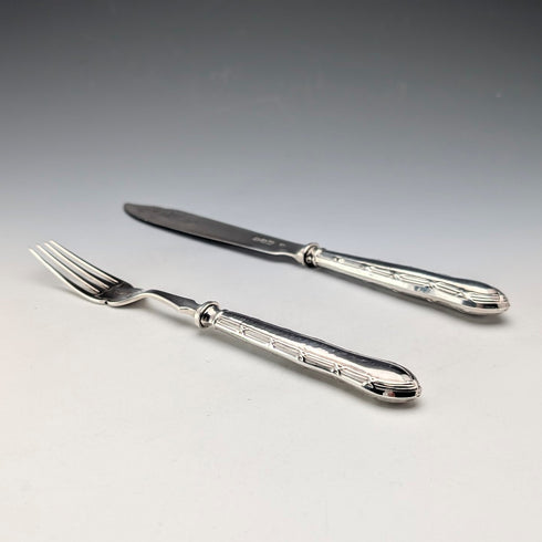 Circa 1905 British antique pure silver cutlery pair, total weight 71g, William Hutton