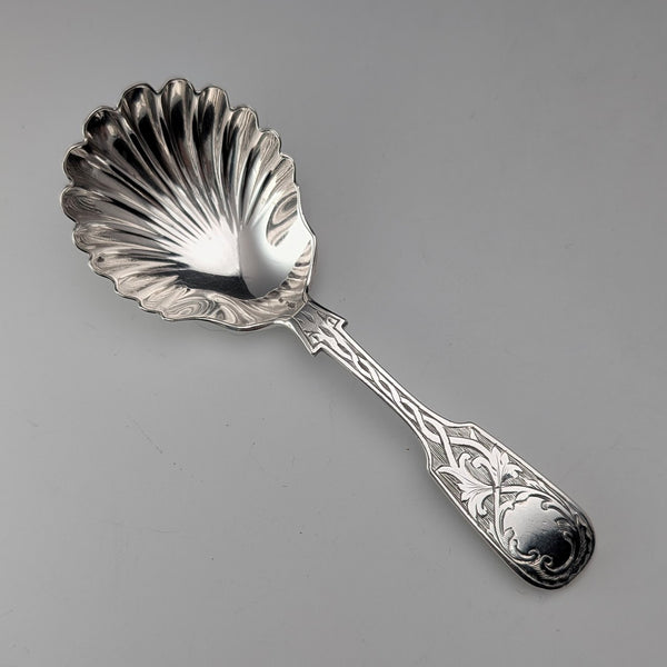 1873 British antique sterling silver tea caddy spoon 20.7g Josiah Williams