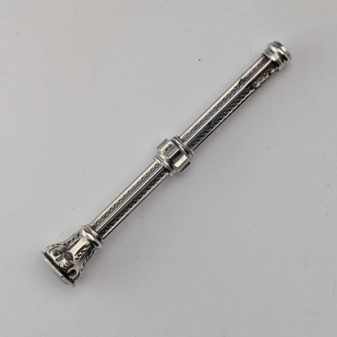 Circa 1910 Antique Silver Push-Pull Pencil 54-71mm White Stone