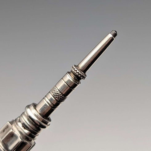 Circa 1910 Antique Silver Push-Pull Pencil 54-71mm White Stone