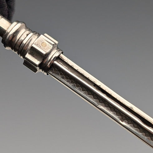 Circa 1910 Antique Silver Push-Pull Pencil 54-71mm White Stone