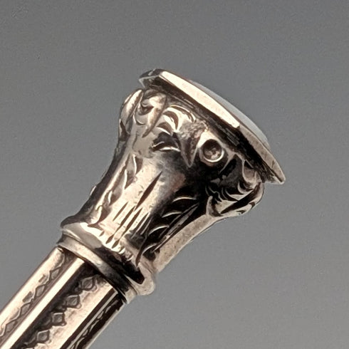 Circa 1910 Antique Silver Push-Pull Pencil 54-71mm White Stone
