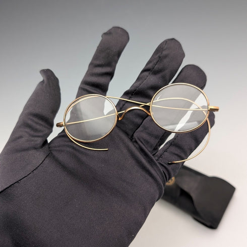 英国アンティーク ゴールドプレート製 小型メガネ Steward&Co ケース入り