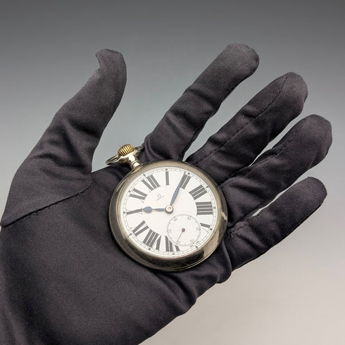 1910年頃 アンティーク オメガ 懐中時計 直径55mm 鉄道時計 合金ケース 動作良好