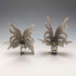 Pair of vintage pewter fighting cock figurines