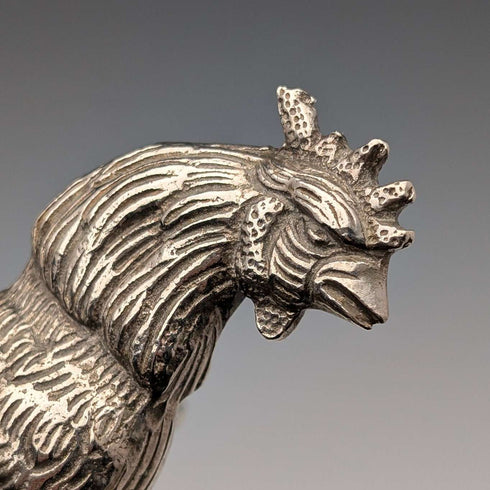 Pair of vintage pewter fighting cock figurines