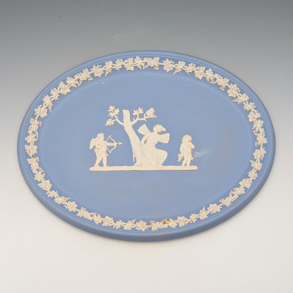 British Vintage Wedgwood Jasperware Oval Dish Pale Blue