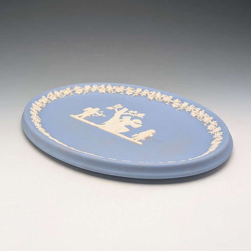 British Vintage Wedgwood Jasperware Oval Dish Pale Blue
