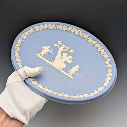 British Vintage Wedgwood Jasperware Oval Dish Pale Blue