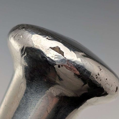 1917 British antique tiger shaft pure silver round handle walking stick 91cm