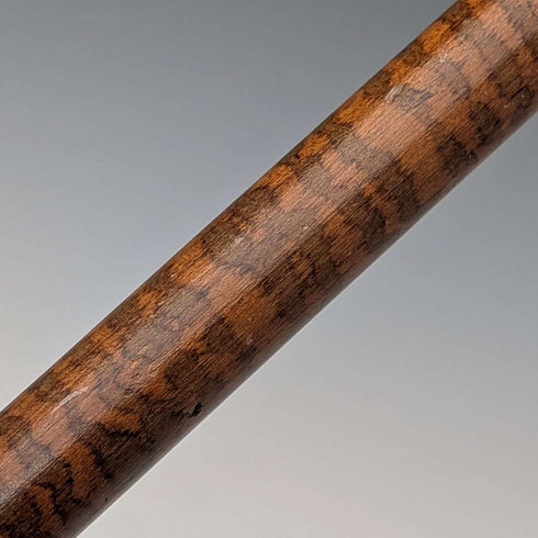 1917 British antique tiger shaft pure silver round handle walking stick 91cm