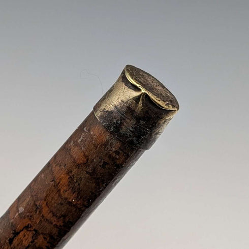 1917 British antique tiger shaft pure silver round handle walking stick 91cm