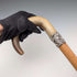 Antique British tan shaft horn bent handle walking stick 83cm