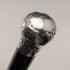 1883 British antique black shaft engraved sterling silver round handle walking stick 89cm