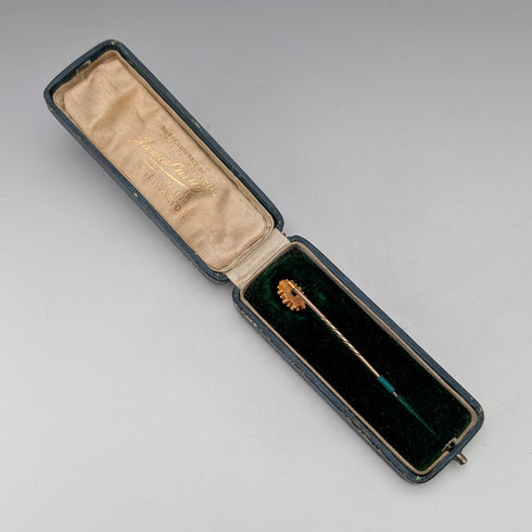 英国アンティーク 15ctゴールド製ピンブローチ ケース入り