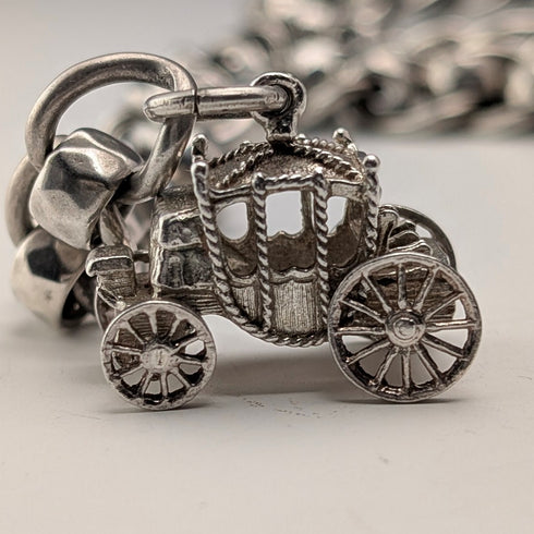 約 1900 年英國古董花式鍊式純銀阿爾伯特鏈 53 克馬車鏈扣