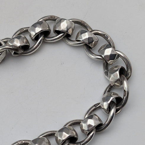 約 1900 年英國古董花式鍊式純銀阿爾伯特鏈 53 克馬車鏈扣
