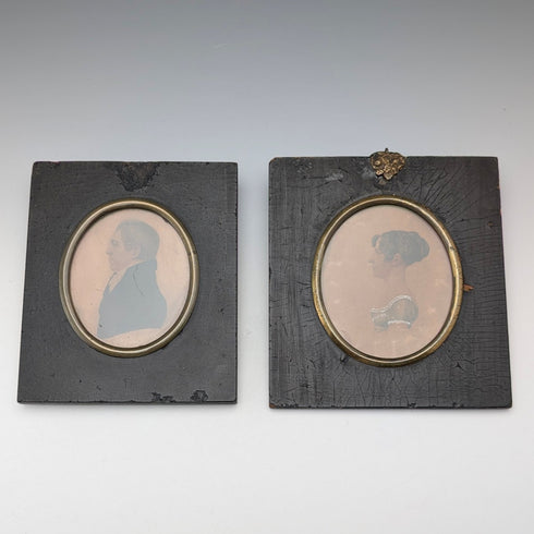 Antique British Miniature Portraits Pair
