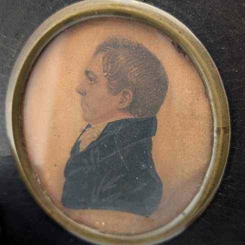 Antique British Miniature Portraits Pair