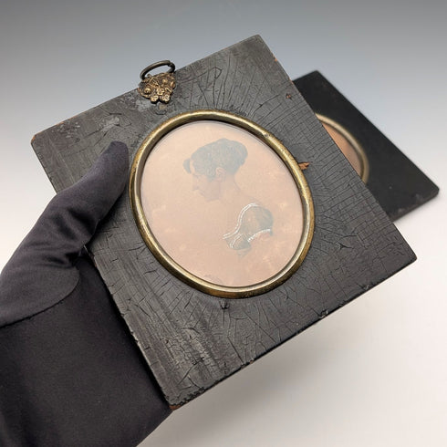 Antique British Miniature Portraits Pair
