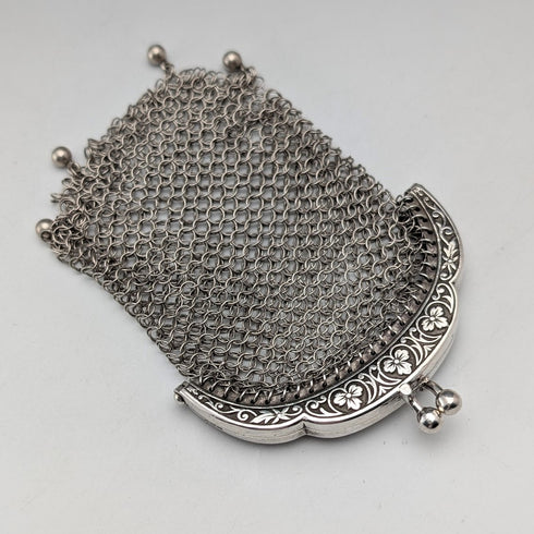 德國古董 800 銀網狀錢包,附零錢包