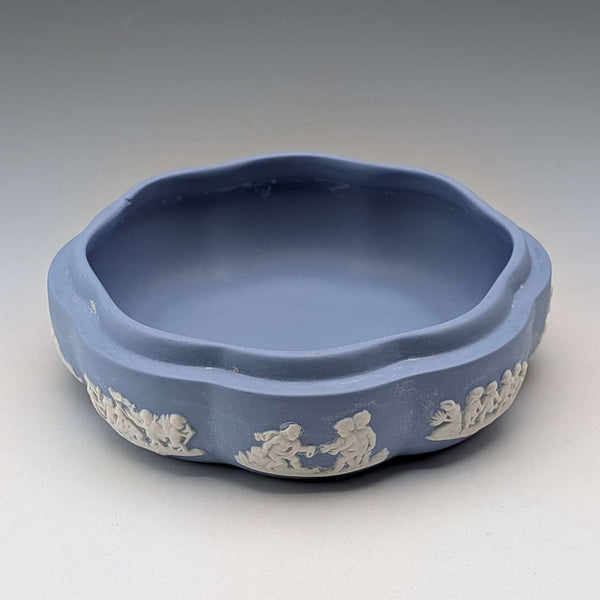 英國復古 Wedgwood Jasperware 圓形小物盒,淡藍色,無蓋
