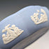 英国ヴィンテージ ウェッジウッド ジャスパーウェア製 丸型ボックス 小物入れ ペールブルー 蓋なし