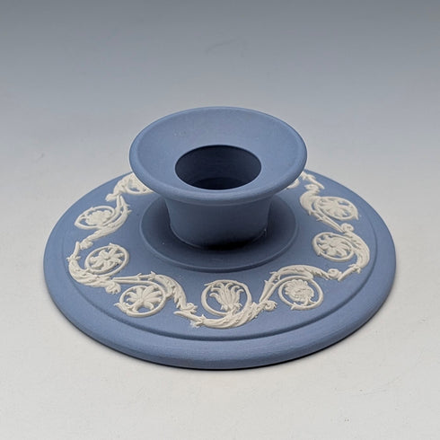 Vintage British Wedgwood Jasperware Candlestick, Pale Blue