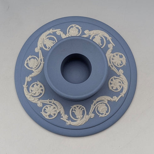 Vintage British Wedgwood Jasperware Candlestick, Pale Blue