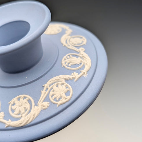 Vintage British Wedgwood Jasperware Candlestick, Pale Blue