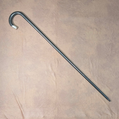 1935年 英国ヴィンテージ ブラックシャフト 曲がりハンドル 純銀装飾 ステッキ 杖 91cm