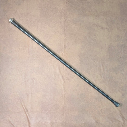 1893年 英国アンティーク ブラックシャフト 純銀製 彫刻丸ハンドル ステッキ 杖 86cm