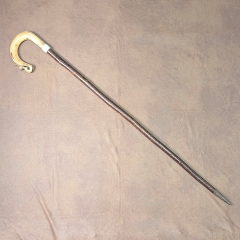 Antique British Scottish horn handled shepherd walking stick 92cm