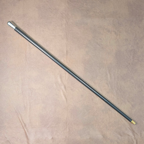 1922 British antique black shaft sterling silver round handle walking stick 92cm Robert Pringle