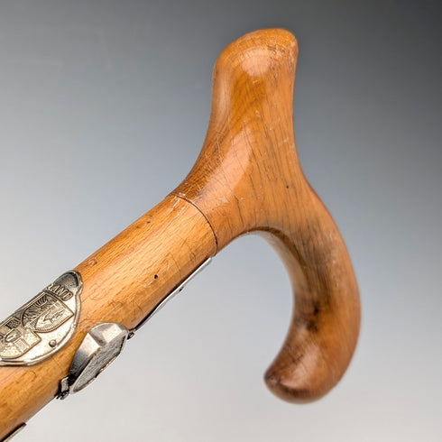 ヴィンテージ 英国周遊 クラッチハンドル ハイキングステッキ タンシャフト 89cm