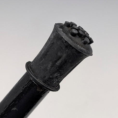 1935年 英国ヴィンテージ ブラックシャフト 曲がりハンドル 純銀装飾 ステッキ 杖 91cm