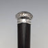 1893 British antique black shaft sterling silver engraved round handle walking stick 86cm